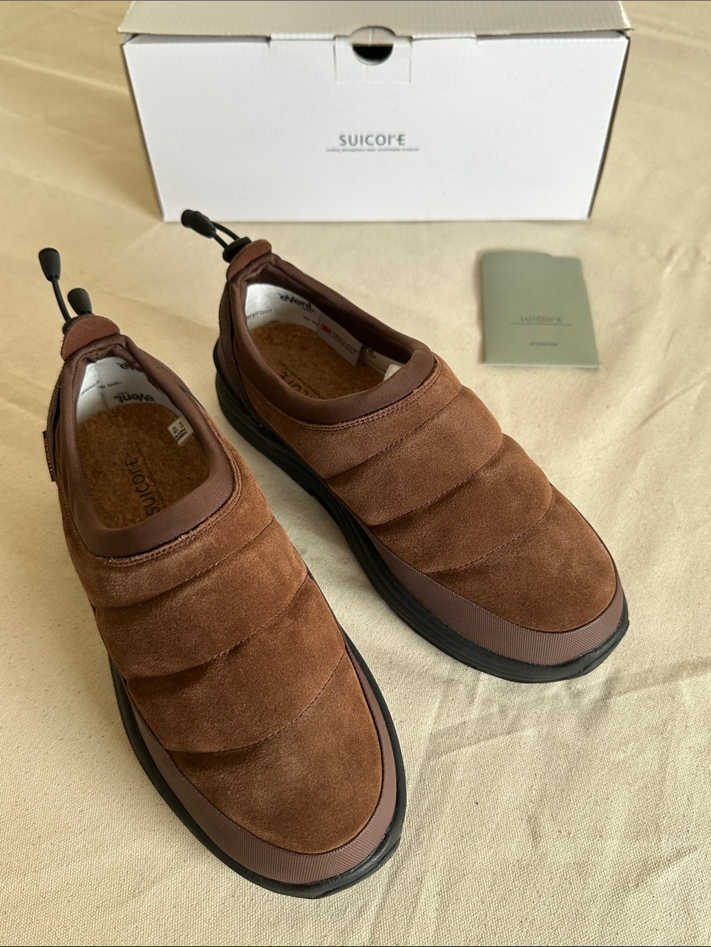 Suicoke Brown Suede Slip-On Loafers